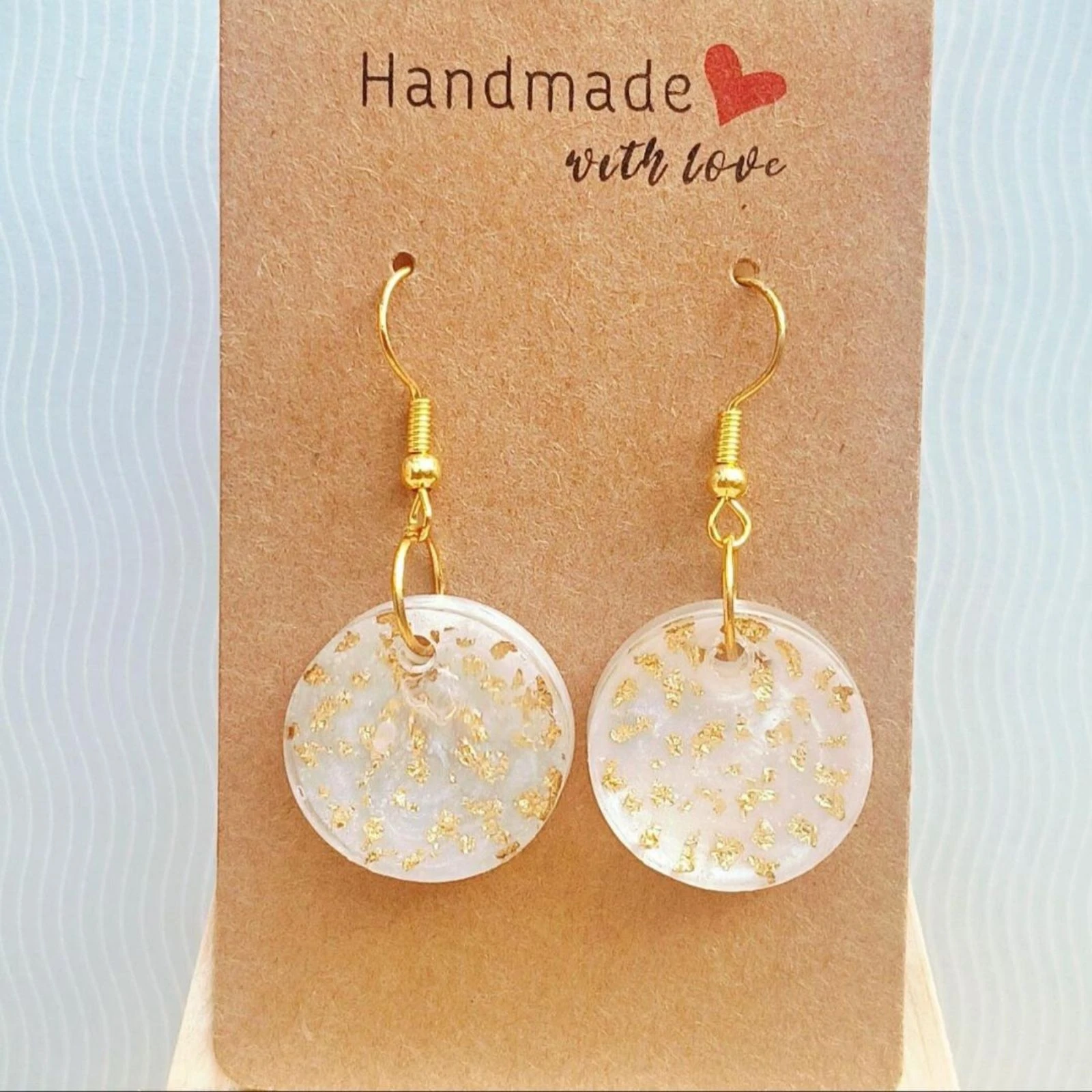 White gold leaf earrings – photo 2